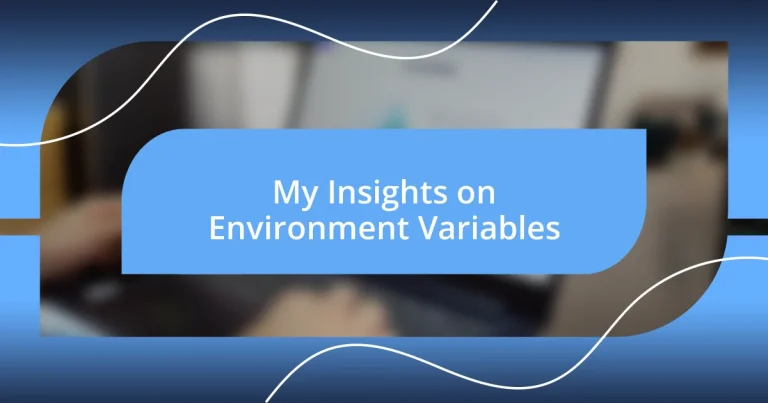 My Insights on Environment Variables