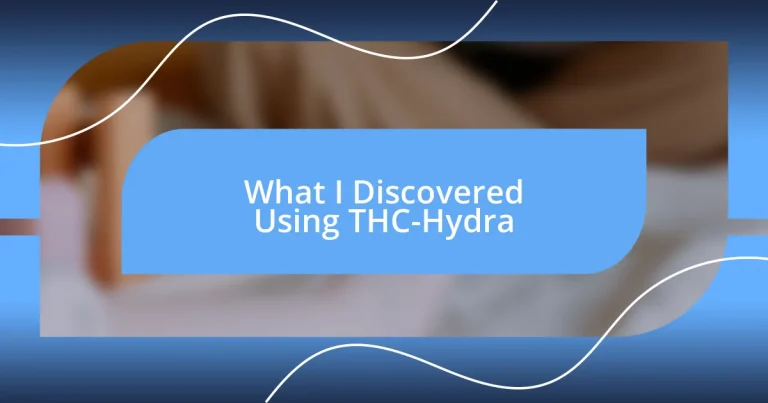 What I Discovered Using THC-Hydra