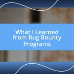 What I Learned from Bug Bounty Programs